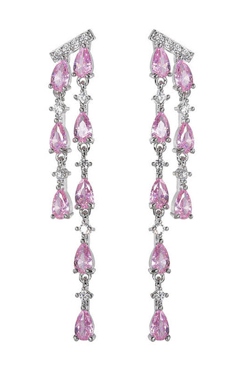 Pink Rhinestone lange øreringe